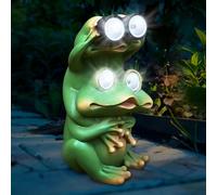 Solar Frog Statues, Waterproof LED Frog Garden Ornaments, Solar Animal Statue Garden, Frogs Figurine with Glowing Telescope for Gardens, Patio, Balcony, Yard, Birthday Gifts
