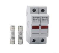 Solar Fuse Holder 1000V DC, 2 Pole DIN Rail Mount Fuse Box for 10x38mm Fuses, High Voltage PV String Protection, Photovoltaic(20A)