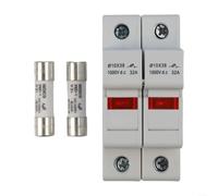 Solar Fuse Holder PV Solar Fuse Holder 2 Pole DC 1000V 10x38mm PV Panel String Protection 16A 20A 25A 30A DIN Rail Mounting Photovoltaic System Electrical Safety Component(16A)