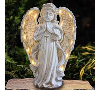 Solar Garden Angels Outdoor Statue - Praying Angel Figurines Sculpture with 11 Led Lights, Yard Art Angel Garden Decoration for Patio, Balcony, Yard, Lawn Ornament and Housewarming Gift.