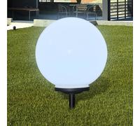Solar Garden Ball Lamp Set 40cm White Glossy PP Plastic 4pcs with Spike 36-47cm [EEK: A+++]