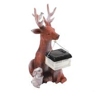 Solar Garden Deer Hedgehog Statue Ornament with Light Outdoor Indoor Resin Animal Figurine Party Decoration for Lawn Patio Path Tree Decoration
