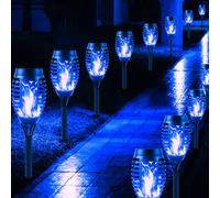Solar Garden Flame Lights 12 Pack - Blue