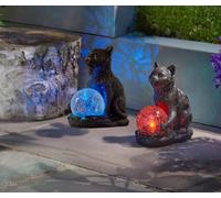 Solar Garden LED Ornament Cat 2pc Set Colour Changing Light Up Animal Outdoor