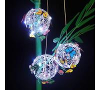 Solar Garden Light Decoration, Hanging Butterfly Ball Lights, Outdoor Solar Powered Ornament Lanterns For Patio, Backyard, Pathway, Wedding Decor