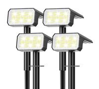 Solar Garden Lights, 118 LED Solar Landscape Spotlights Spot Lights Outdoor, 4 Modes 6500k Cool White IP67 Waterproof Solar Powered Garden Lights Dusk to Dawn for Pathway Yard Wall Porch【4 Pack】