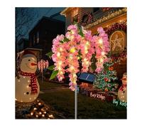 Solar Garden Lights, 2 Pack 77cm Solar Delphinium Flowers Led Lights 600mah 1.2v Waterproof Outdoor Light for Outside Garden Wedding Party Birthday Yard Patio Lawn Decor (Pink)
