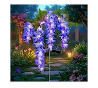Solar Garden Lights, 2 Pack 77cm Solar Delphinium Flowers Led Lights 600mah 1.2v Waterproof Outdoor Light for Outside Garden Wedding Party Birthday Yard Patio Lawn Decor (Purple)