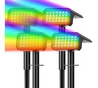 Solar Garden Lights, 28 LED Solar Color Changing Lights Outdoor Multi-Color RGB Landscape Spotlight, IP67 Waterproof Solar Powered Garden Lights 2-in-1 for Pathway Tree Decorations Christmas, 4 Pack