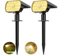 Solar Garden Lights - 48 LED Security Lights with Outdoor Motion Sensor, 3 Modes - Warm White Solar Powered Landscape Spotlights, IP65 Waterproof for Yard, Pathway, Wall, Porch - 2 Pack