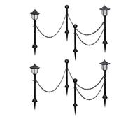Solar Garden Lights 4pc Black PP Posts 70cm/55cm Chain Fence 6m Set with 4 LEDs