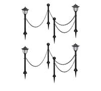 Solar Garden Lights 4pc Black PP Posts 70cm/55cm Chain Fence 6m Set with 4 LEDs