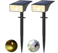Solar Garden Lights, 56 LED Solar Spot Lights Outdoor, 4 Modes Solar Landscape Spotlights 3000k Warm White IP65 Waterproof Solar Powered Garden Lights Dusk-to-Dawn for Pathway Yard Wall Porch【2 Pack】