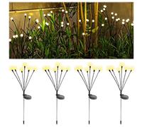 Solar Garden Lights, 6 LED Light Bulbs, Solar Powered Firefly Lights, for Outdoor Pathway Decorative, Swaying When Wind Blows Solar Garden Lights(Warm Color Lamp,4PCS)