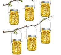 Solar Garden Lights - 6 Pack 30 Led Hanging Solar Mason Jar Lights Waterproof Solar Outdoor Lanterns Solar String Decorative Lights for Patio Garden Yard Lawn Party Christmas