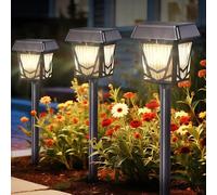 Solar Garden Lights, 6 Pack Bright Pathway Lights with Large Panel, 36H Long-lasting, Type-C Fast Charge, Breathing, Durable Waterproof Outdoor Lighting for Patio/Yard/Walkway/Driveway/Pool/Landscape