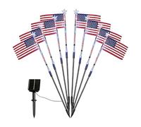 Solar Garden Lights, 8 Piece LED Waterproof Flag Decorations, 250th Solar Path Lights, for Backyard Pool Landscape Deck Porch Patio 4th of July Lawn Yard