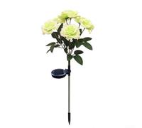 Solar Garden Lights Bundle of 1 with 7 Rose Shaped Heads, Ground Inserted Design for Outdoor Pathway, Patio, and Garden Illumination (green)