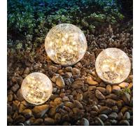 §EE∞EISEI Solar Garden Lights, EISEI Cracked Glass Ball Waterproof Auto ON/Off Warm White Fairy String Lights for Flowerbed, Path, Patio, Lawn, Outdoor/Indoor Decorations(3.9''-1 Globe)