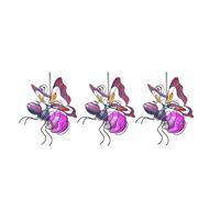 Solar Garden Lights, Hanging LED Lanterns, Waterproof Outdoor Decor - Spring Fairy Lights, Animal Statue (Bee/Ladybug/Butterfly), Metal & Rattan Solar Decor (Purple Dragonfly, 3)