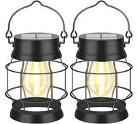 Solar Garden Lights Hanging Solar Lantern Outdoor Waterproof,2 Pack Powered Landscape Lanterns Black Lights Outdoor Lighting for Patio, Yard, Garden and Pathway (Warm White)