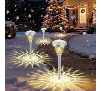 Solar Garden Lights LED Stake - Silver 4 Pack