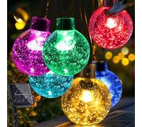 Solar Garden Lights Outdoor, 100 LED 18M/59Ft Solar String Lights Outside Waterproof, 8 Modes Colored Crystal Ball Fairy Lights String Decorative for Patio Yard Camping Ggazebo Party Wedding Porch