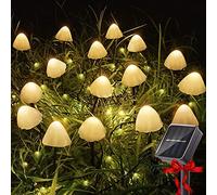 Solar Garden Lights Outdoor - 12 Led Mini Solar Mushroom Lights Waterproof 8 Modes Pathway Landscape Lights Solar String Lights Perfect for Yard Party Wedding Festival Decoration(Warm White)