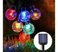Solar Garden Lights Outdoor, 26.6Ft 30LED Solar String Lights, Waterproof Fairy Light with 8 Modes, Crystal Ball Decor for Easter, Yard, Parties(Memory Function+Multicolor)