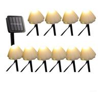 Solar Garden Lights Outdoor, 3.5m 10 Lights Solar Mushroom Lights LED Garden Pathway Landscape Lights for Yard Lawn Backyard Wedding (Warm White)