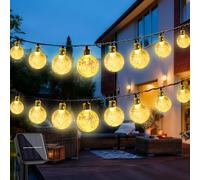 Solar Garden Lights Outdoor，30 LED 8M/26Ft Solar String Lights Outside Waterproof, 8 Modes Crystal Ball Fairy Lights String Decorative for Patio Yard Camping Ggazebo Party Wedding Porch（Warm White）