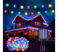 Realky Solar Garden Lights Outdoor, 59Ft 100LED Solar String Lights, Waterproof Fairy Light with 8 Modes, Crystal Ball Decor for Easter, Yard, Parties(Memory Function+Multicolor)