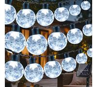 Solar Garden Lights Outdoor, 60 LED 12M/39Ft Solar String Lights Outside Waterproof, 8 Modes Crystal Ball Fairy Lights String Decorative for Patio Yard Camping Ggazebo Party Wedding Porch（White Light）