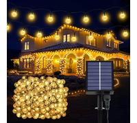 Realky Solar Garden Lights Outdoor, 88.58Ft 200LED Solar String Lights, Waterproof Fairy Light with 8 Modes, Crystal Ball Decor for Easter, Yard, Parties(Memory Function+Warm White)