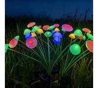 Solar Garden Lights Outdoor Waterproof, 4 Pack Dual Mode 32 Colourful Mushrooms Light for Patio Yard Pathway Lawn Fence Halloween Christmas Decorations, Solar Powered Gardening Gifts for Women Mum