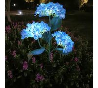 Solar Garden Lights Outdoor Waterproof,Hydrangea Solar Lights,Solar Garden Ornaments LED Realistic Flower Lights Decorative,Garden Stake Lights for Pathway Yard Patio Garden (Blue)
