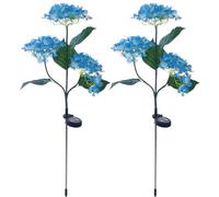 Solar Garden Lights Outdoor Waterproof,Hydrangea Solar Lights,Solar Garden Ornaments LED Realistic Flower Lights Decorative,Garden Stake Lights for Pathway Yard Patio Garden Decorations (2PCS Blue)
