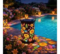 Solar Garden Lights Outdoor Waterproof - Sunflower Solar Lanterns Hanging for Yard Patio Porch Decor, Mothers Day Birthday Gifts for Women Mom Grandma