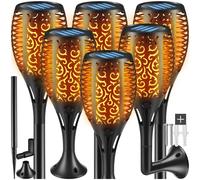 Solar Garden Lights Set of 6 Exterior Lamps Lighting LED Twilight Sensor Outdoor