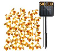 Solar Garden Lights, Upgrade 50LED Bee, 23Ft / 7M 8 Modes String Light, IP65 Waterproof Outdoor Lighting, Solar Powered Lighting for Home, Patio, Fence, Party, Christmas, Decorative Tree (Warm White)