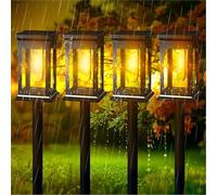 Solar Garden Lights Warm White, max. 55CM Height, IP65 Waterproof Additional Lights Outdoor, Auto On Off Solar Powered Garden Path Stake Light for Outdoor Space Border, 4 Pack