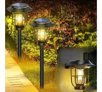 Solar Garden Lights with Motion Sensor,Waterproof Solar Powered Tungsten Lights, Auto On/Off, 3 in 1 Install: Hanging, Ground Spike, Wall Fix ,for Decor Yard, Walkway, Patio, Driveway (black,2)