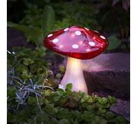 Solar Garden Mushroom Light, 23cm Height, Red and White LED Stake Light, XL Decorative Outdoor Lighting