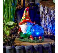 Solar Garden Ornament LED Wizard Statue Light Up Crackle Ball Colour Changing