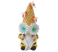Solar Garden Ornaments, Gnome Figurine, Resin Gnome Statue, Bee Design Solar Lights, Gnomes Yard Decorations, Resin Gnome Sculpture, Outdoor Decorations, 8.86x4.13x3.94 Inches for Patio, Garden, Lawn