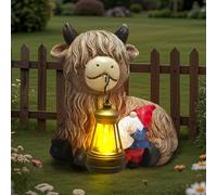 Solar Garden Ornaments Mum Gift - Highland Cow Garden Gnomes Outdoor Solar Statues Lartern,Animal Garden Figure for Gardening,Lawn,Balcony,Yard,Patio Decor,Funny Gifts for Women