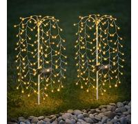 Solar Garden Outdoor Firework Lights: 120LED Waterproof Decorative Starburst Lights Landscape Lamp DIY Firefly Lamp Decor for Patio Courtyard Lawn backyard Garden Christmas Party - 2Pack Warm White