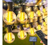 Solar Garden Outdoor String Lights: G40 50ft Bulbs String Lights Outdoor Festoon - Remote Control Light Outside Solar Powered Waterproof Led - Patio Party Gazebo Weding