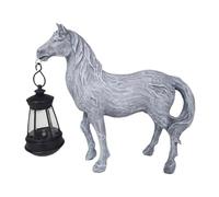 Solar Garden Resin Horse Statue Decoration, Garden Solar Ornaments, Garden Animal Statue, Built-in Battery Solar Horse Figurine, Solar Waterproof Lights Horse Statue with Lantern for Home Lawn Decor