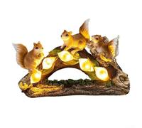 Solar Garden Squirrel Statue Made Of Synthetic Resin For Year Round Outdoor Display With Automatic Glow(Three squirrels)